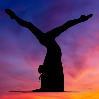 realistic gymnastic hand stand girl in four splits