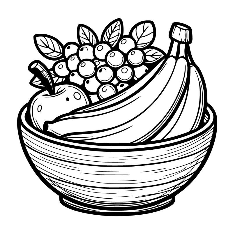 a bowl of fruit with apples, bananas, and grapes.