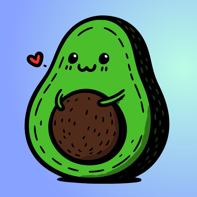 an avocado hugging an avocado