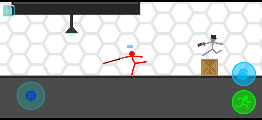 Stickman Project - Stickman Project gameplay showing a red stickman with a sword fighting a grey stickman in a physics-based lab level.