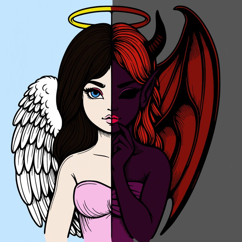 realistic angel half demon