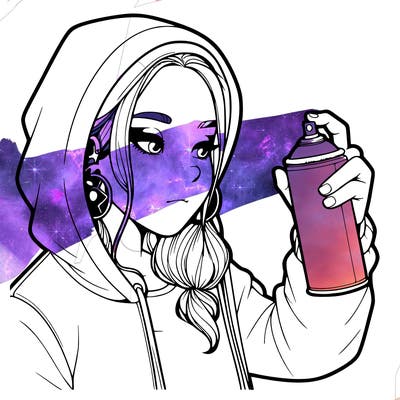 a realistic girl, spray painting