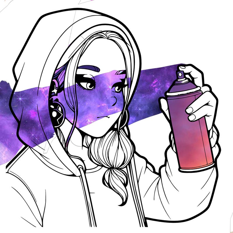 a realistic girl, spray painting