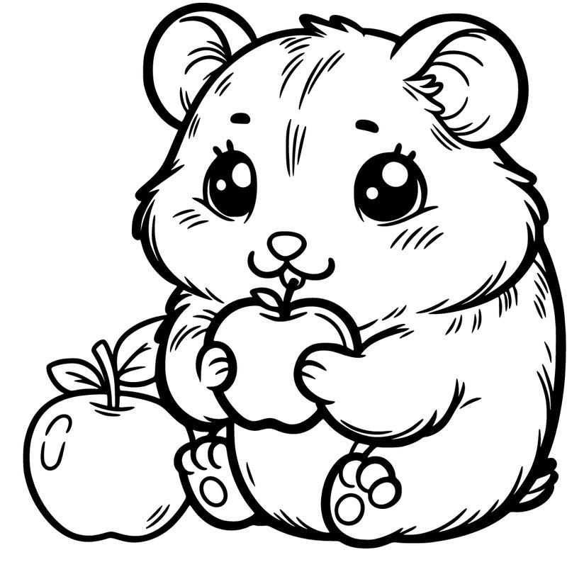a hamster eating an apple