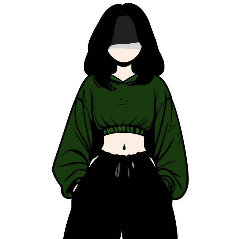 realistic girl faceless with baggy pants and a crop top
