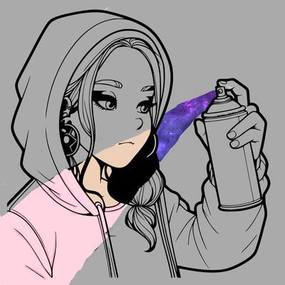 a realistic girl, spray painting