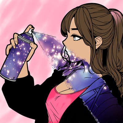 a realistic girl spray, painting