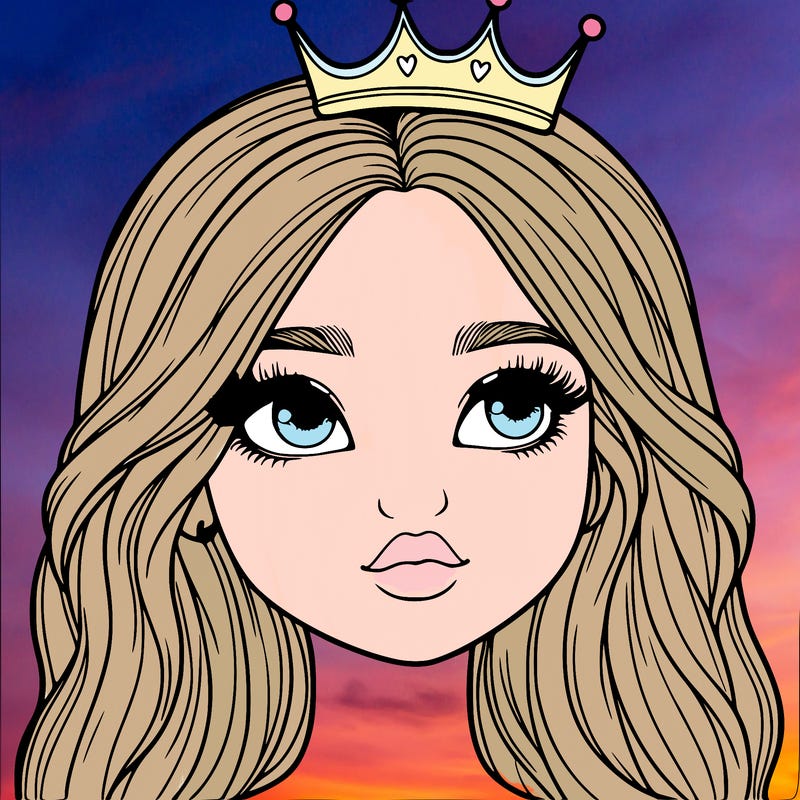 a realistic girl with a crown on