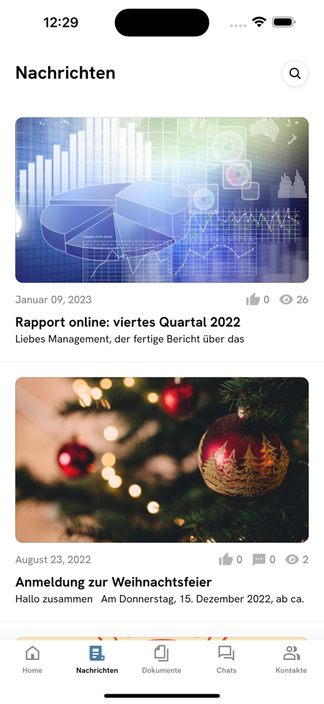 StaffApp - StaffApp mobile app screen displaying company news and internal updates