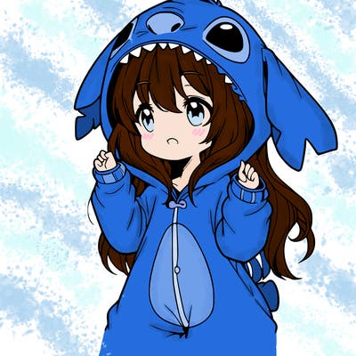 anime girl in a stitch onsie