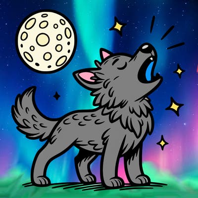 wolf howling at the moon