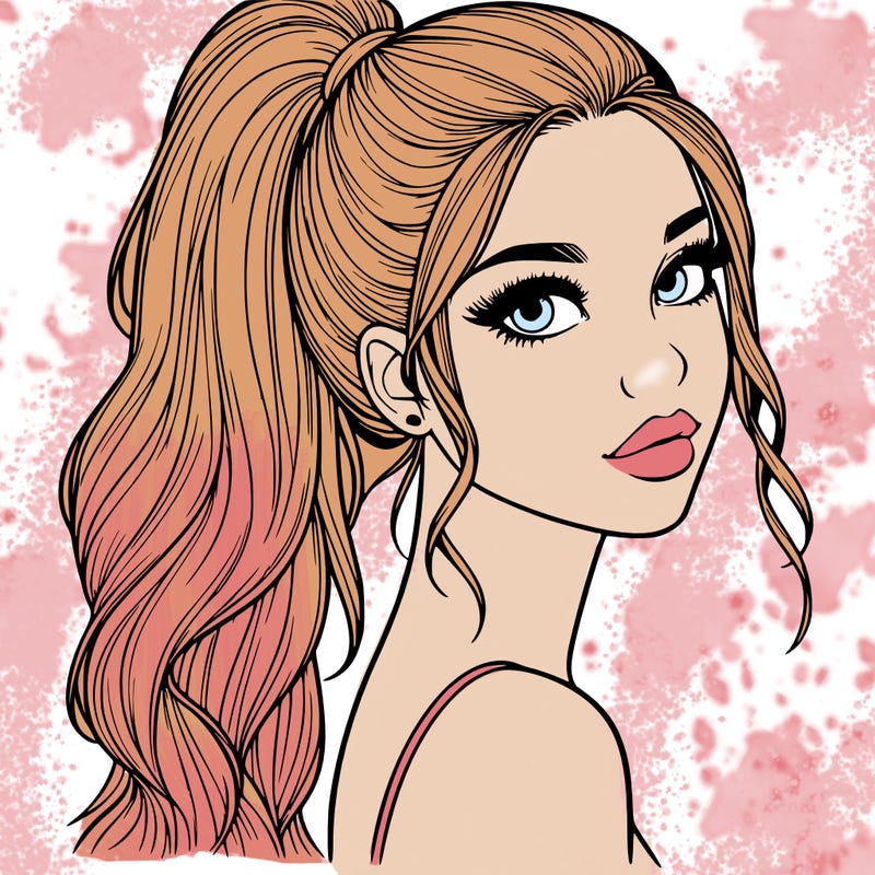 realistic pretty girl with high pony tail
