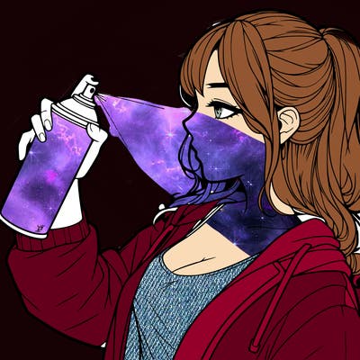 a realistic girl spray, painting
