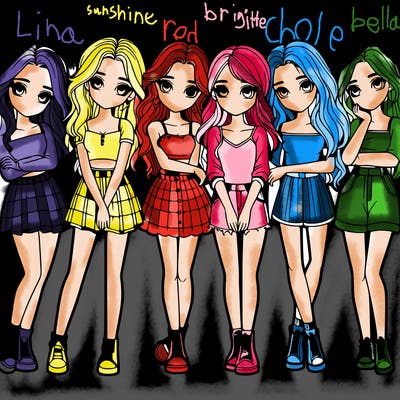 a group of girls realistic