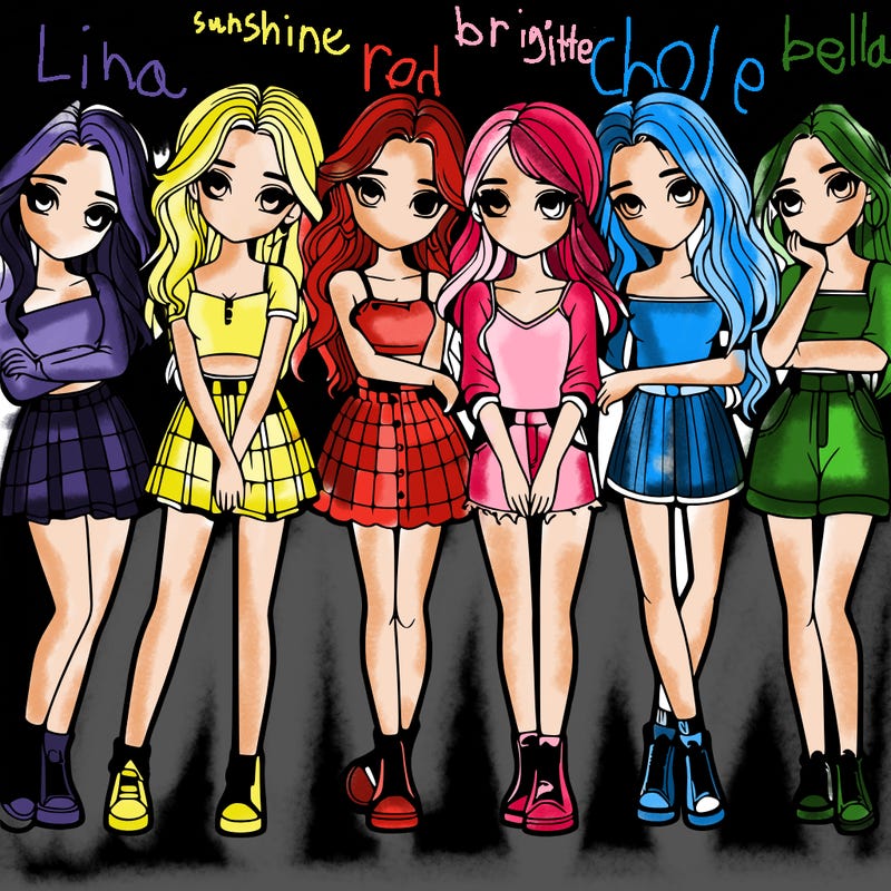 a group of girls realistic