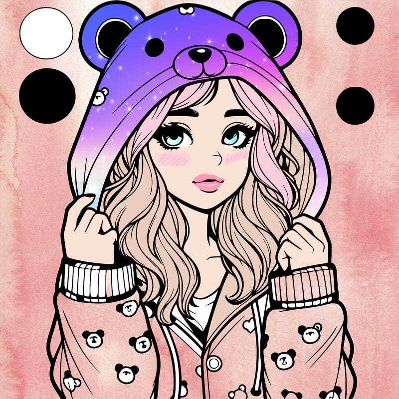 realistic girl in a animal pjs hoodie