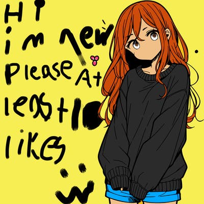 manga teen girl  in a sweater and baggy pants