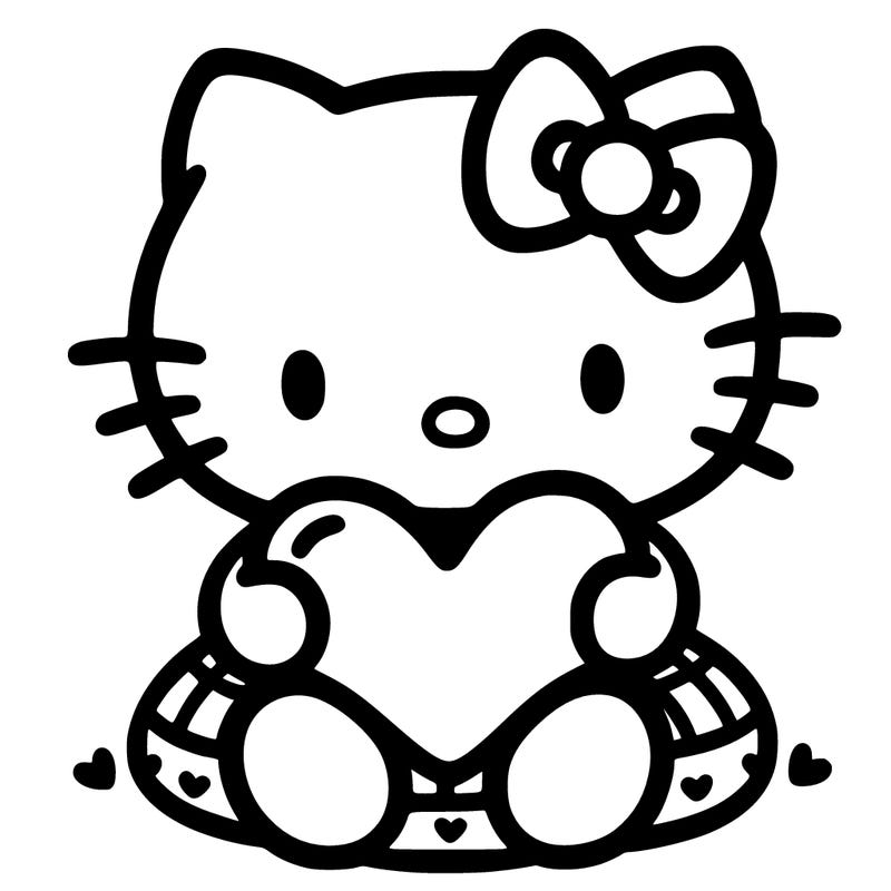 hello kitty holding a hart