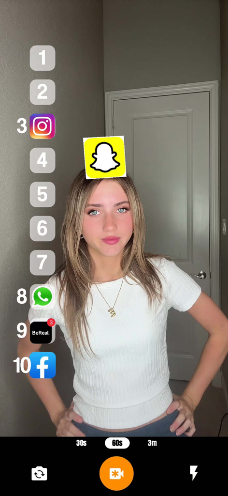 Ranking Filter Challenge Viral - A person using a viral ranking filter app to rank social media platforms from one to ten.