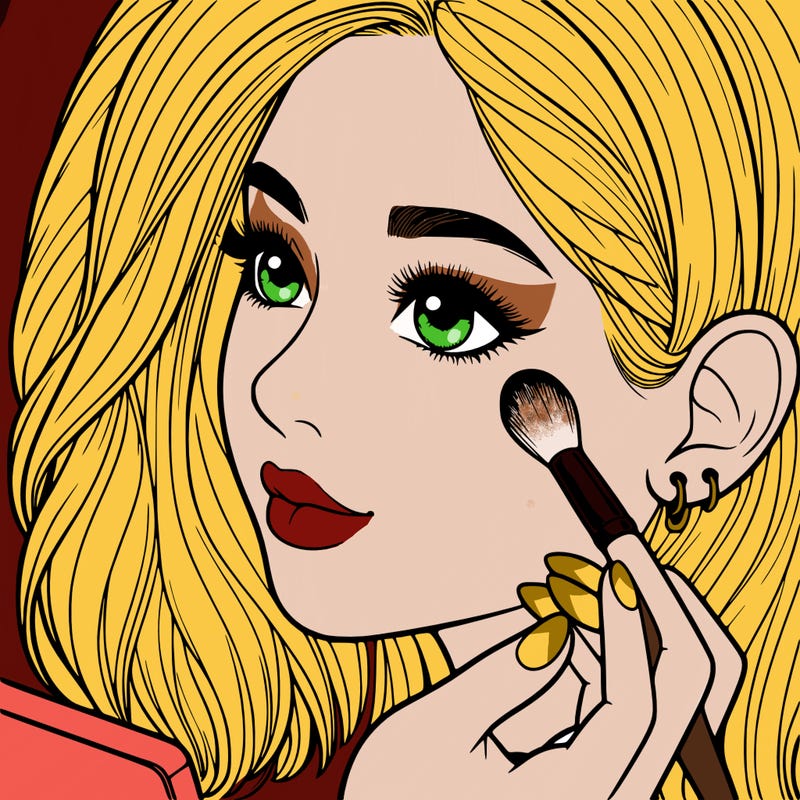 a realistic girl doing her makeup