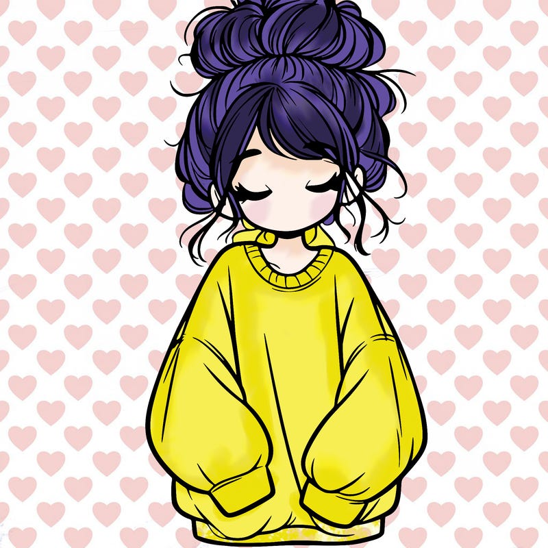 girl with baggy sweatshirt and messy bun