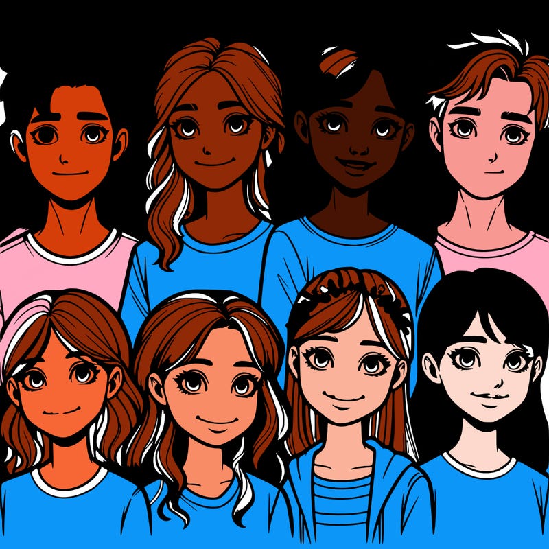 realistic team of girls and boys
