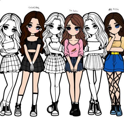 a group of girls realistic