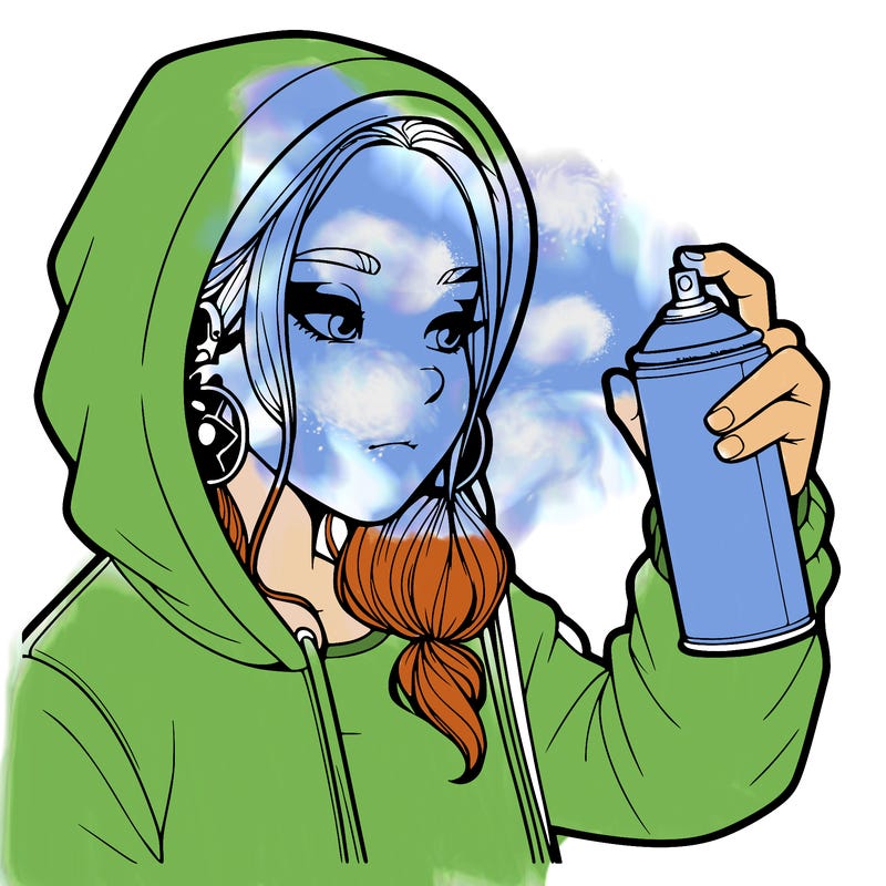 a realistic girl, spray painting