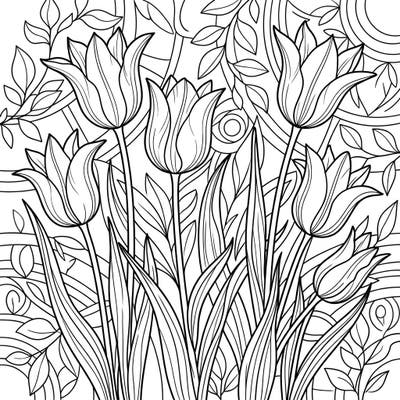 Dive into the beauty of nature with this exquisite lily-flowered tulips coloring page, specially designed for teens. Its intricate details and sophisticated floral patterns offer a rewarding artistic challenge.