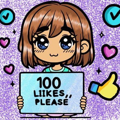 a girl with a sign saying 100 likes, please