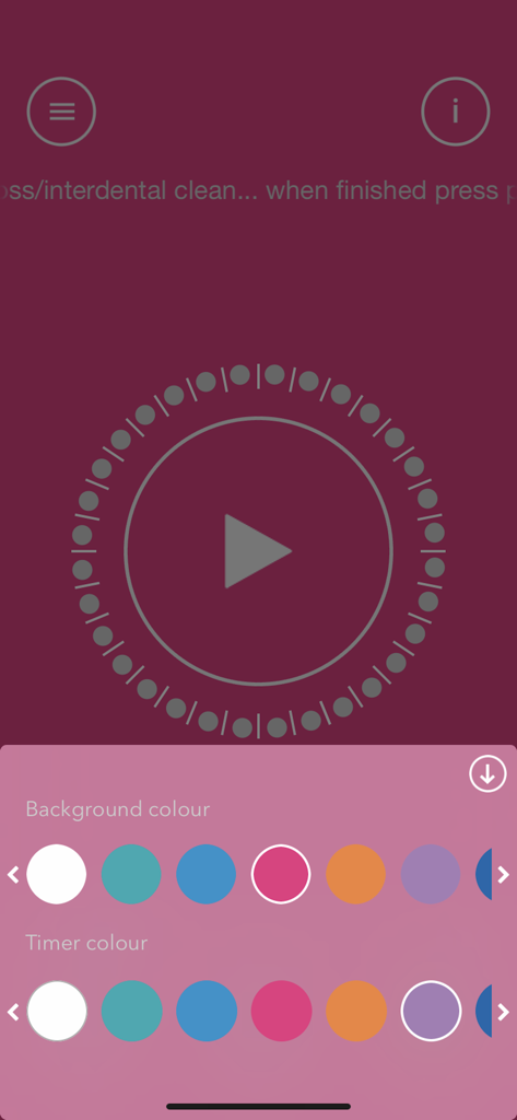 Brush DJ - Brush DJ app screen for customizing background and timer colors