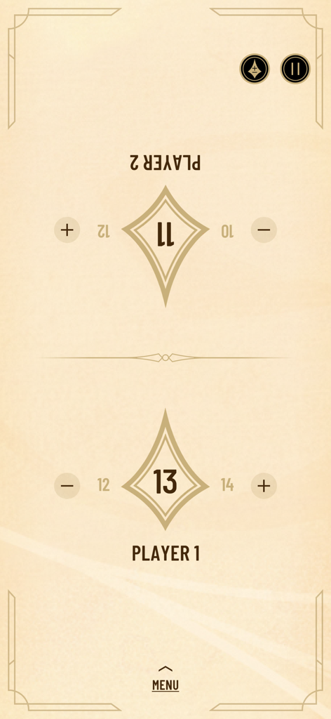 Disney Lorcana app lore counter interface for two players