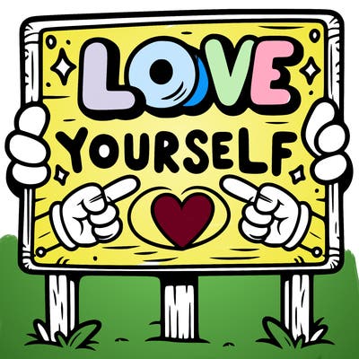 a sign where it is written: love yourself