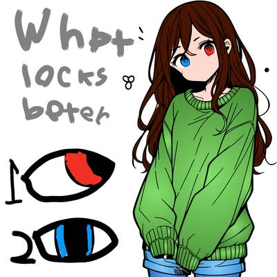 manga teen girl  in a sweater and baggy pants