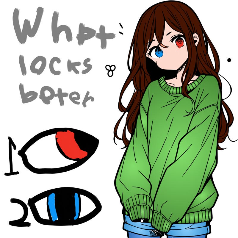 manga teen girl  in a sweater and baggy pants