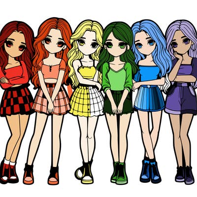 a group of girls realistic