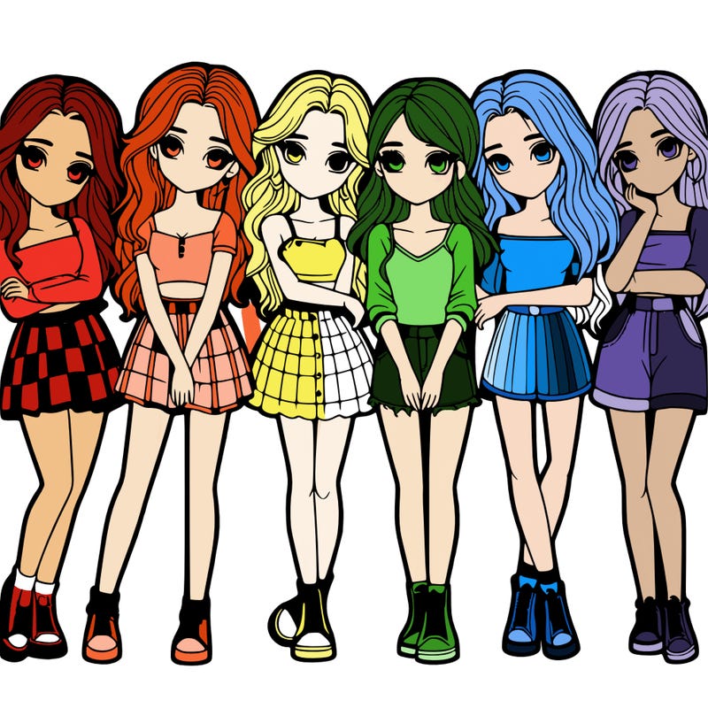 a group of girls realistic