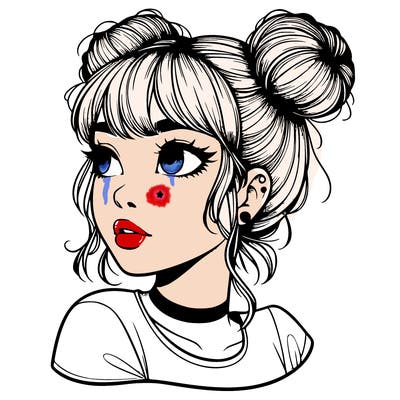 realistic girl with spacebuns