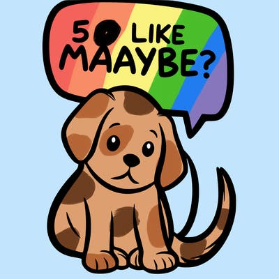 a puppy that says 5 like maybe