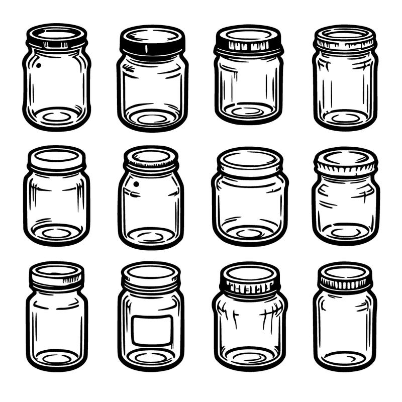 10 empty jars
