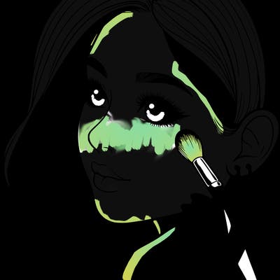 a realistic girl doing her makeup