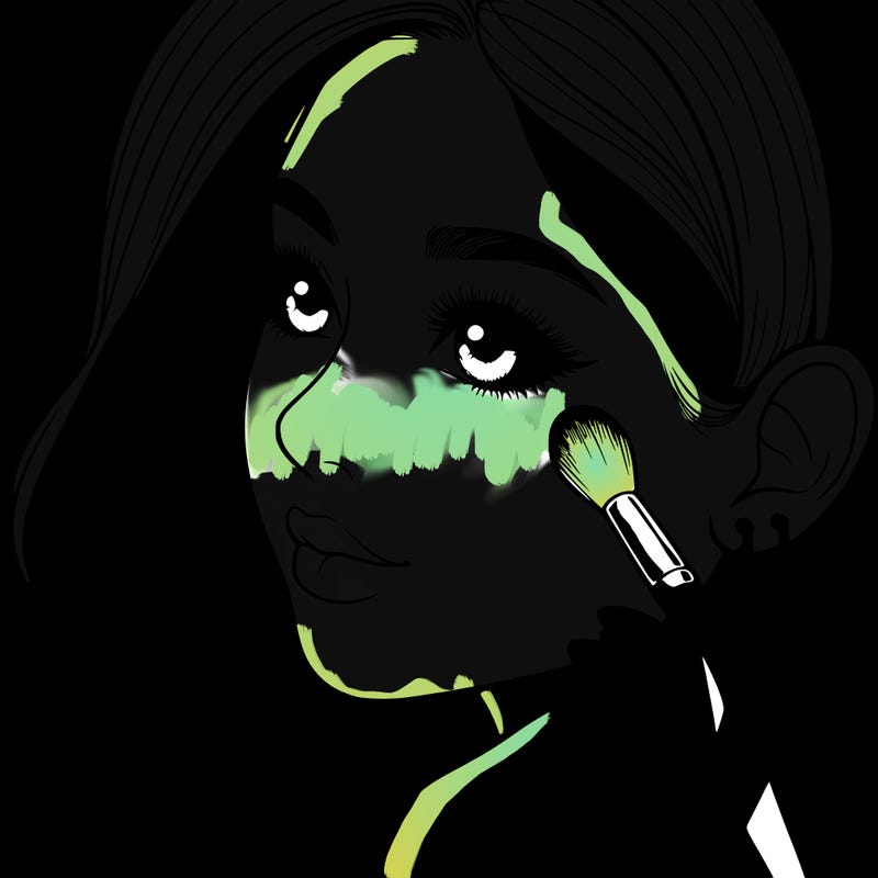 a realistic girl doing her makeup