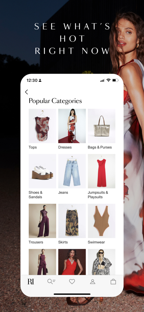 River Island - Categorias populares de vestuário exibidas na app de compras River Island