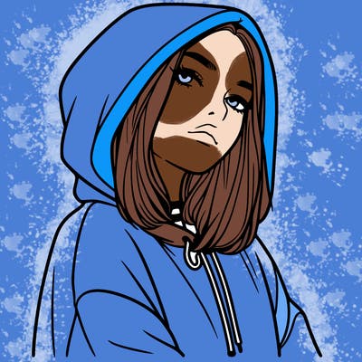 a realistic girl in a hoodie