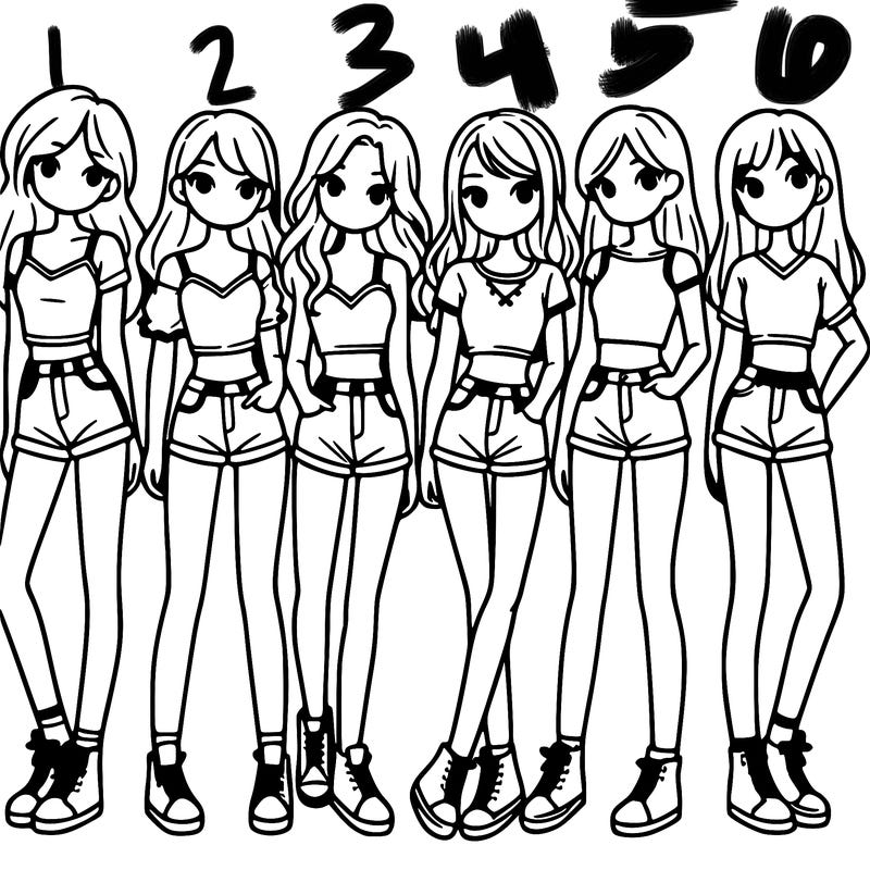 a group of girls wearing crop tops and shorts