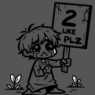 small poor toddler crying with sign that says 2 like plz