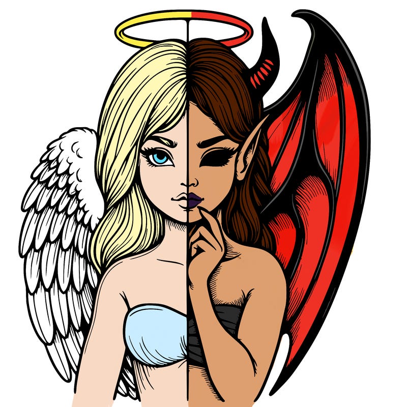 realistic angel half demon