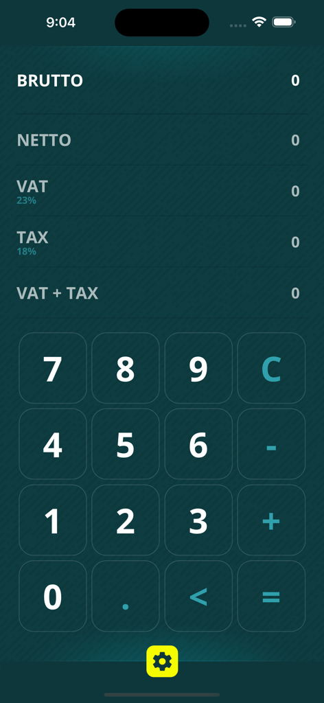 Tax calculator interface showing gross net and vat fields