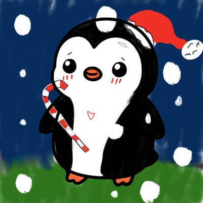 cute white penguin no background