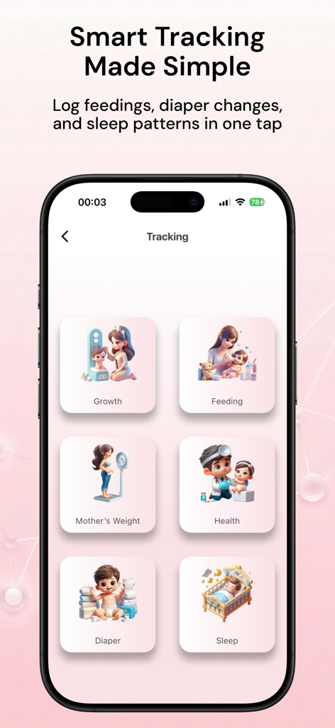 BabyNena: AI Baby Care - Panel de seguimiento de la aplicación BabyNena para registrar la alimentación, el sueño y la salud del bebé